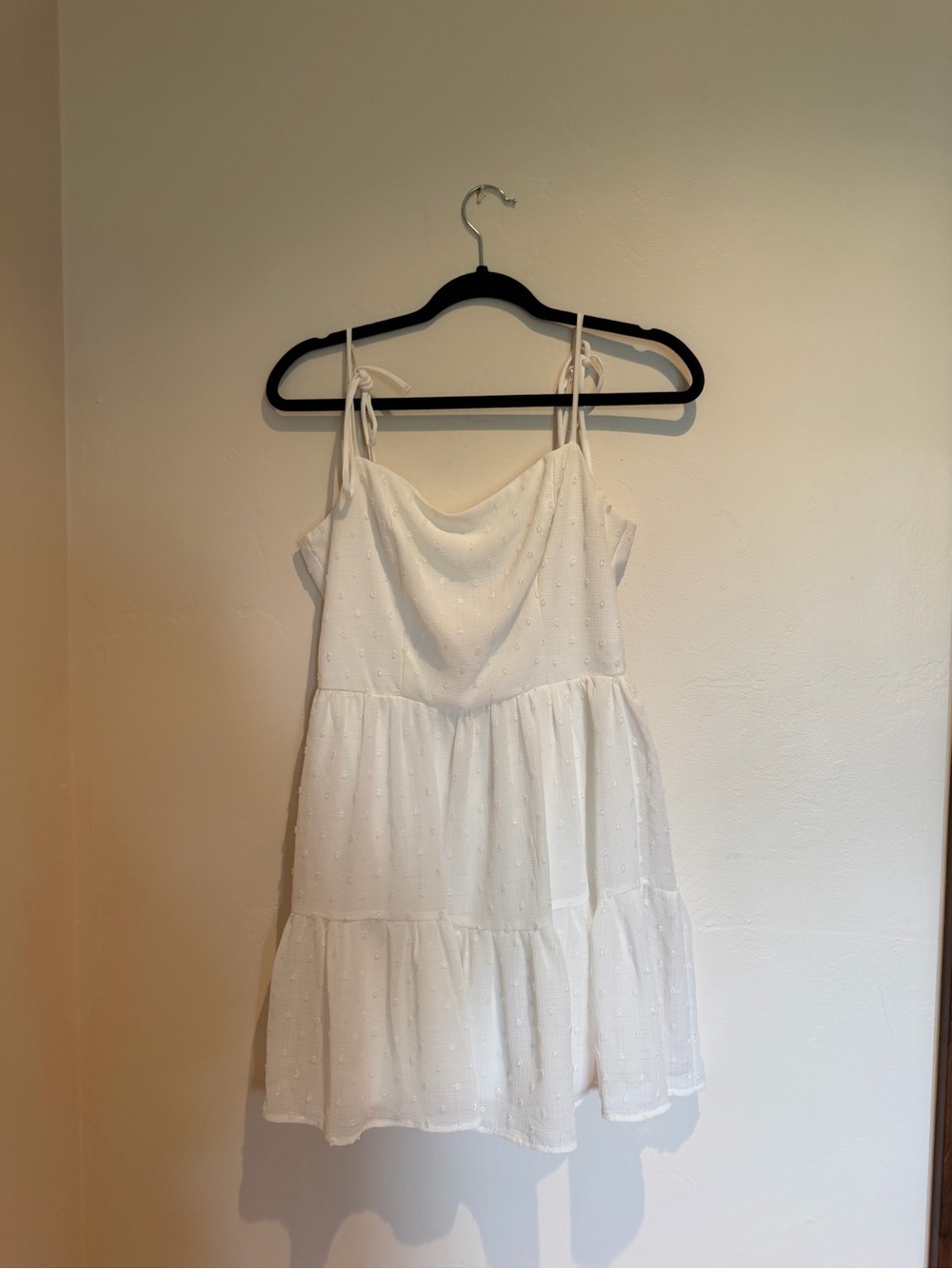 Emerald Sundae White Tiered Cowl Neck Camisole Dress